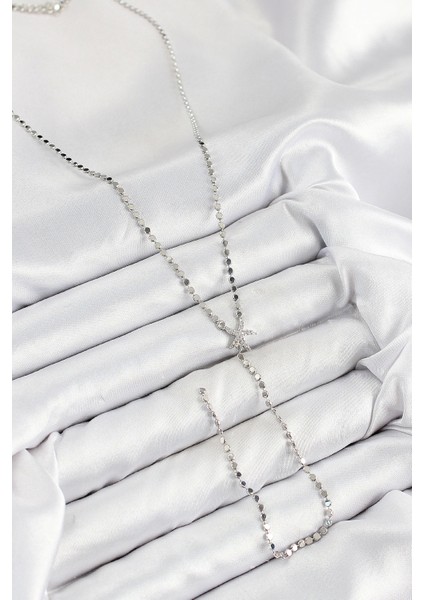 Pirinç Zirkon Taşlı Ezme Zincirli Deniz Yıldızı Model Gümüş Renk Y Kolye - TJ-BKO10466 fiyatları