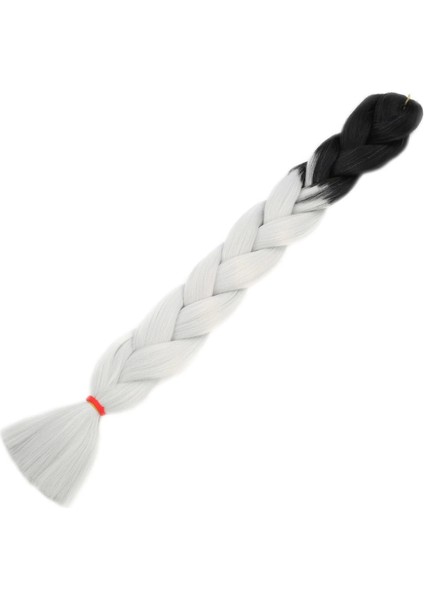 Afrika Örgülük Sentetik Ombreli Saç 100 gr- Siyah - Açık Gri