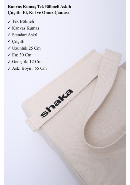 Krem SHK157 Kanvas Kumaş Tek Bölmeli Askılı Çıtçıtlı El, Kol ve Omuz Çantası modelleri