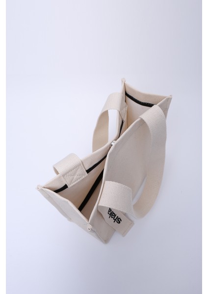 Krem SHK157 Kanvas Kumaş Tek Bölmeli Askılı Çıtçıtlı El, Kol ve Omuz Çantası