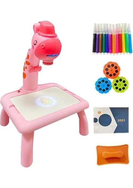 Pr Ksiyon Çizim Masası Eğitim Oyuncakları Boyama Tahtası Masası Pembe Zürafa (Yurt Dışından)