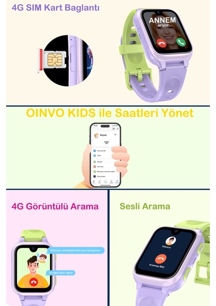 4g Akıllı Çocuk Saati, Ince Tasarım, Yapay Zeka, Amoled, IP68, Görüntülü, Sesli, Konum Sw-Kıds Pro modelleri