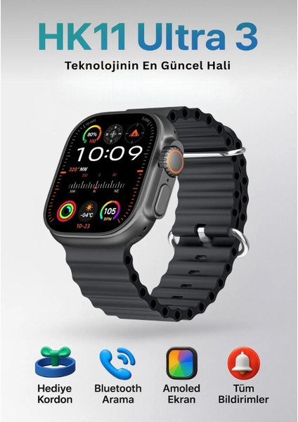 2025 HK11 Ultra 3 2.02” Amoled Ekran Nfc & Bluetooth Destekli Aı Robot Özellikli 4gb Hafıza