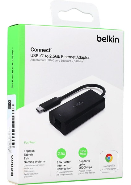 Connect Usb-C - 2,5 GB Ethernet RJ45 Adaptörü, 10/100/1000/2500MBPS Siyah indirimleri