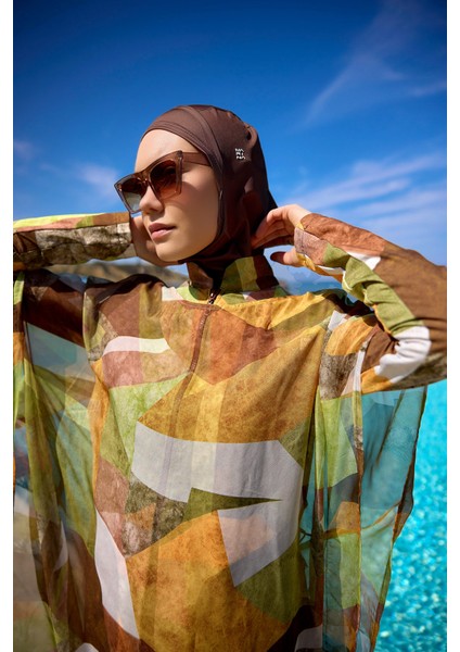 Renkli Desenli Şifon Pareo Kimono – P2513-1 fiyatları