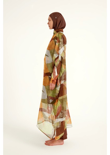 Renkli Desenli Şifon Pareo Kimono – P2513-1
