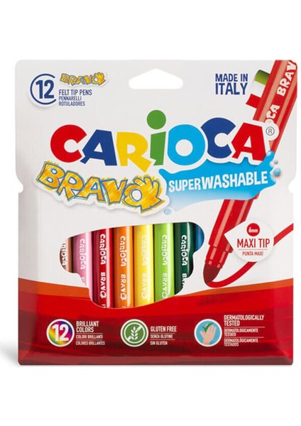 Bravo Süper Yıkanabilir Jumbo Keçeli Kalem 12 Renk (42755)