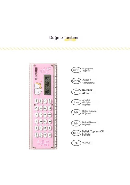 Cetvel Hesap Makinesi Çizgi Film Öğrenci Malzemeleri Öğrenme Kırtasiye Cetvel Mini Hesap Makinesi (Yurt Dışından) fiyatları