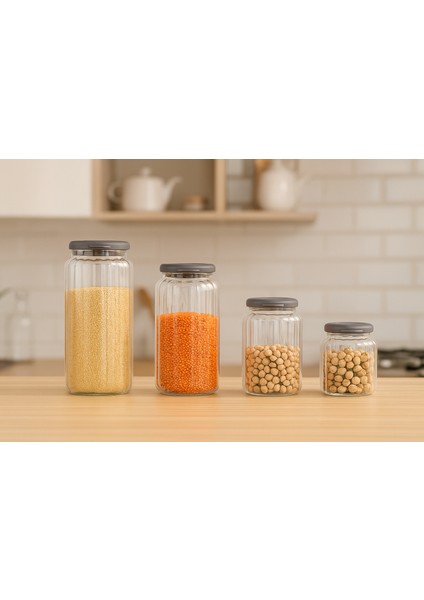 Chiaro Optikli Borosilikat Siyah Plastik Kapaklı Kavanoz Küçük Boy