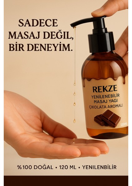 Masaj Yağı Yenilebilir Vanilya + Çikolata Vücut Yağı 120 ml