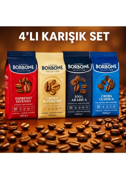 Caffè 4’lü Karışık Çekirdek Kahve Seti – 4 x 1000G modelleri