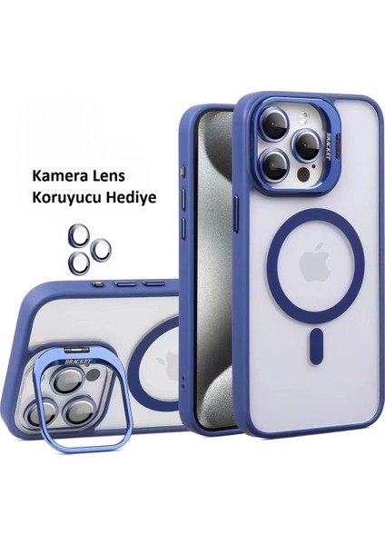 Apple iPhone 11 Kılıf Standlı ve Kamera Lens Hediyeli Magsafe Şarj Özellikli Kapak