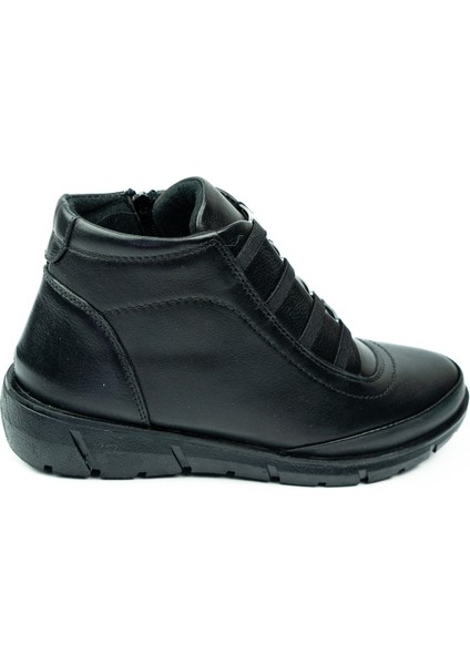 Z396 Siyah Deri Lastikli Kadın Bot fiyatları