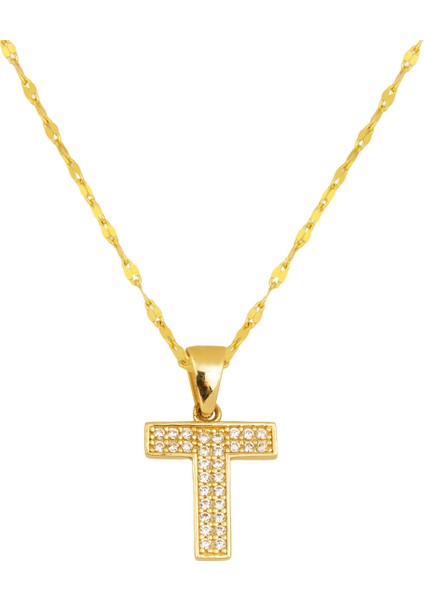 T Harfi 14 Ayar Altın Kolye