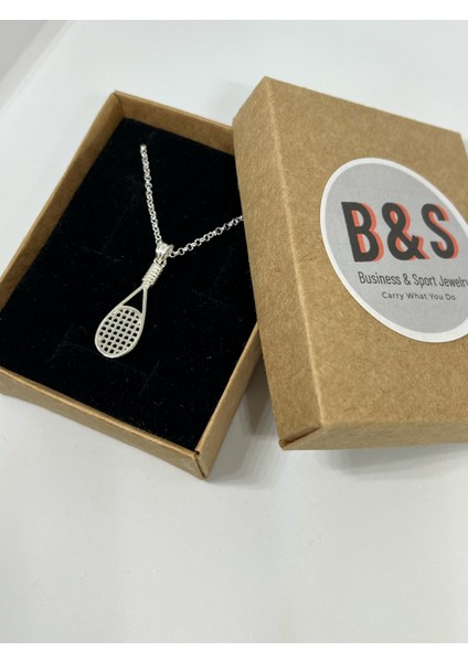 Tenis Raketi Gümüş Kolye