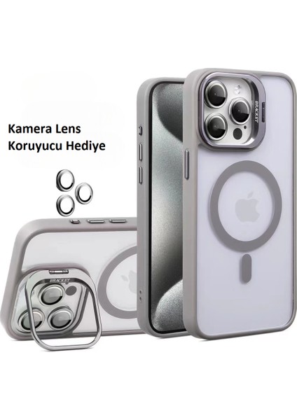 Apple iPhone 11 Kılıf Standlı ve Kamera Lens Hediyeli Magsafe Şarj Özellikli Kapak
