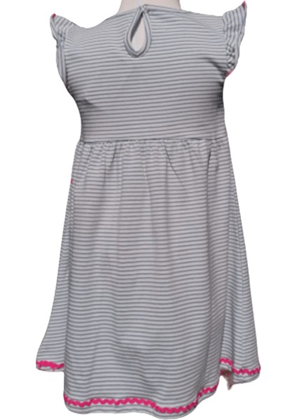 Kız Çocuk Unicorn Baskılı Çizgili Beyaz Mavi Elbise – Yumuşak ve Rahat Pamuklu Kumaş fiyatları