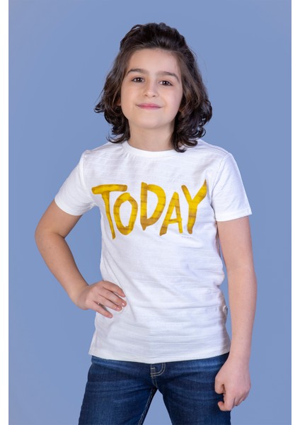 Erkek Çocuk Örgü Kumaş Detaylı Today Baskılı Tişört fırsatları