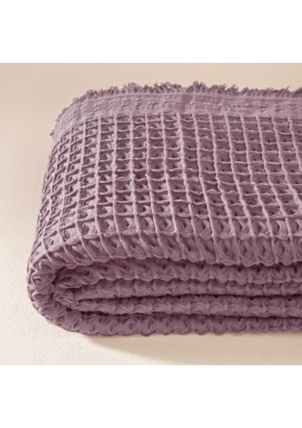 %100 Pamuk Dokuma Yatak Örtüsü 240X250 cm Mürdüm - Belinda Serisi fırsatları