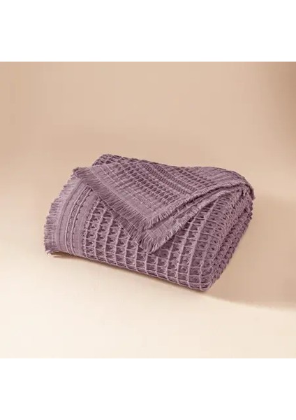 %100 Pamuk Dokuma Yatak Örtüsü 240X250 cm Mürdüm - Belinda Serisi indirimleri