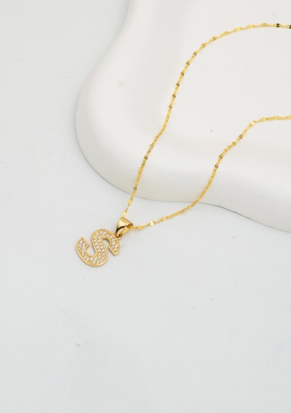 S Harf 14 Ayar Altın Kolye modelleri