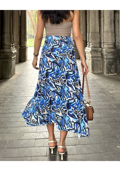 Tropikal Esintili Yırtmaç Detaylı Desenli Etek 36 fiyatları