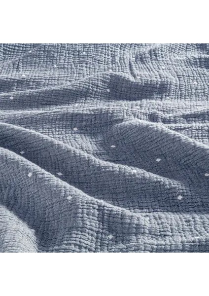 %100 Pamuk Müslin Yatak Örtüsü 220X240 cm Mavi - Glen Serisi fiyatları