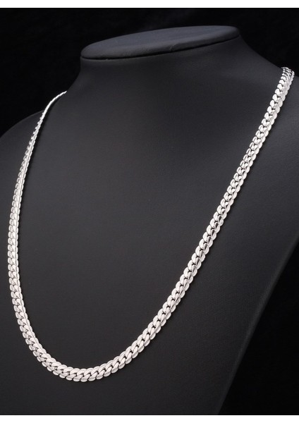 Ezme Hasır Yassı Yılan Model Çelik Erkek Kolye ECK36