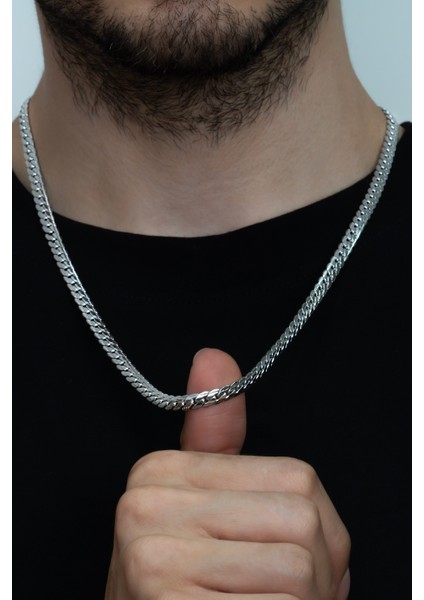 Ezme Hasır Yassı Yılan Model Çelik Erkek Kolye ECK36 fırsatları