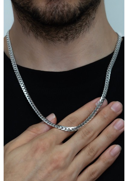 Ezme Hasır Yassı Yılan Model Çelik Erkek Kolye ECK36 indirimleri