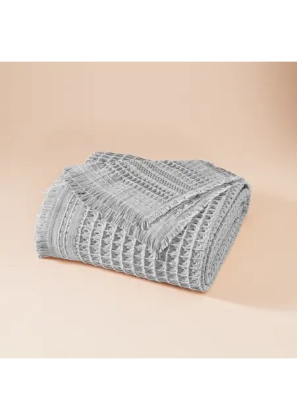 %100 Pamuk Dokuma Yatak Örtüsü 240X250 cm Gri - Belinda Serisi indirimleri