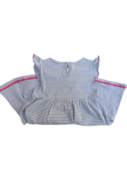 Kız Çocuk Unicorn Baskılı Çizgili Beyaz Mavi Elbise – Yumuşak ve Rahat Pamuklu Kumaş indirimleri