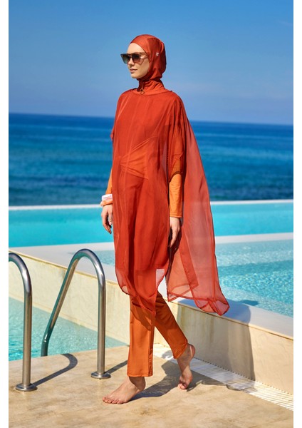 Koyu Turuncu Kimono – Tesettür Plaj Kimonosu | Hafif, Dökümlü ve Tam Boy Tasarım P2516-2 fırsatları