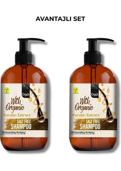 Organik Keratin Özlü Tuzsuz Şampuan 500 ml