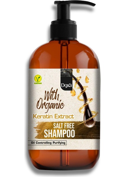 Organik Keratin Özlü Tuzsuz Şampuan - Yağ Dengeleyici ve Arındırıcı 500 ml