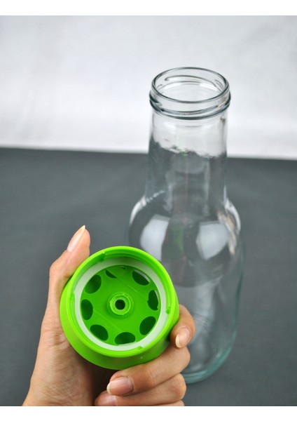 Cam Sürahi Seti Detoks Kapaklı 1 Litre Sürahi ve 2 Adet Paşabahçe Cam Bardak-Yeşil modelleri