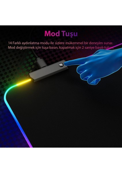 Rgb Gami̇ng Mouse Pad 14 Modlu 300X800X4MM fiyatları