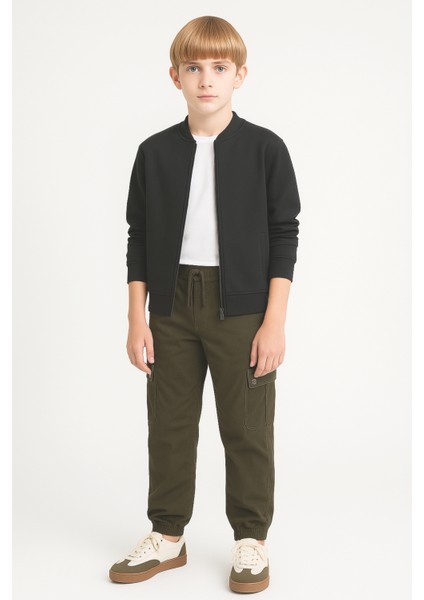 Erkek Çocuk Komando Cepli Beli Lastikli Okul Pantolonu AK1000-1-2