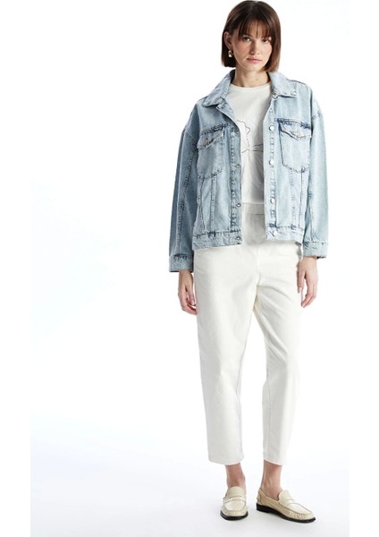 Lcw Vision Indigo Gömlek Yaka Oversize Kadın Jean Ceket fiyatları