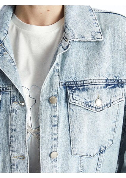 Lcw Vision Indigo Gömlek Yaka Oversize Kadın Jean Ceket modelleri