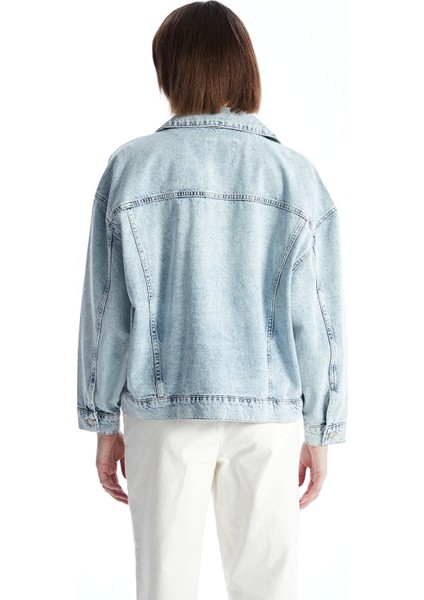 Lcw Vision Indigo Gömlek Yaka Oversize Kadın Jean Ceket fırsatları