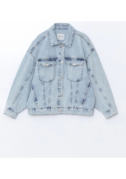 Lcw Vision Indigo Gömlek Yaka Oversize Kadın Jean Ceket indirimleri