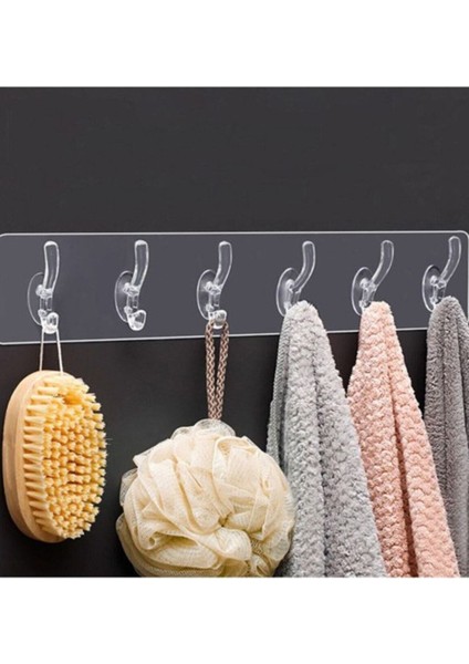 Yapışkanlı 5 Adet Kancalı Monte Gerektirmeyen Kancalı Askılık Duvar Askılığı