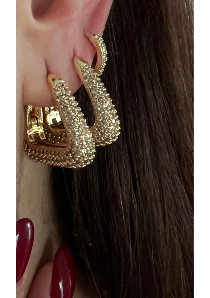 Çelik Taşlı Gina Küpe