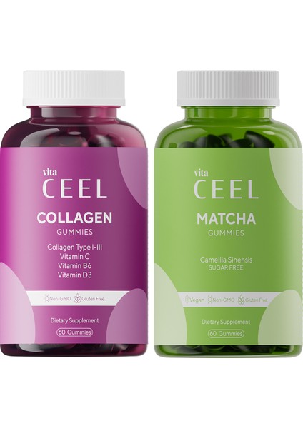 2'li Kollajen ve Matcha Gummy Çiğnenebilir Vitamin