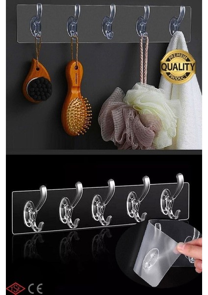 Yakut Silikonlu 5'li 29*7 Şeffaf Güçlü Kendinden Yapışkanlı Kapı Duvar Askısı Ağır Yük Taşıma modelleri