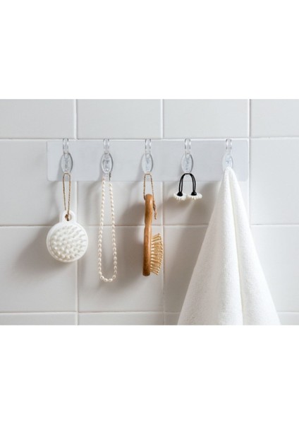 Şeffaf Duvar Askısı 5'li Iz Bırakmayan Güçlü Yapışkanlı Banyo Mutfak Düzenleyici Kanca Askılık modelleri