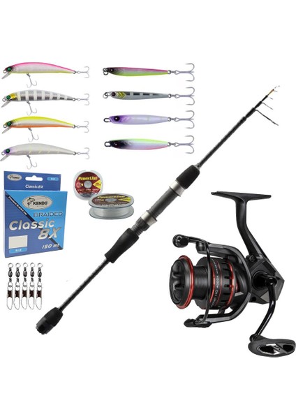 Okuma Profesyonel Lrf Seti Okuma LRF-TELE-706UL 210CM 1-8 gr Lrf Kamışı&okuma Ceymar Hd CHD-2500A Matt Black 7+1bb Olta Makinesi