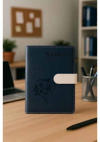 Mıknatıslı Ajanda Günlük Not Defteri Notebook Lacivert Ithal Ürün