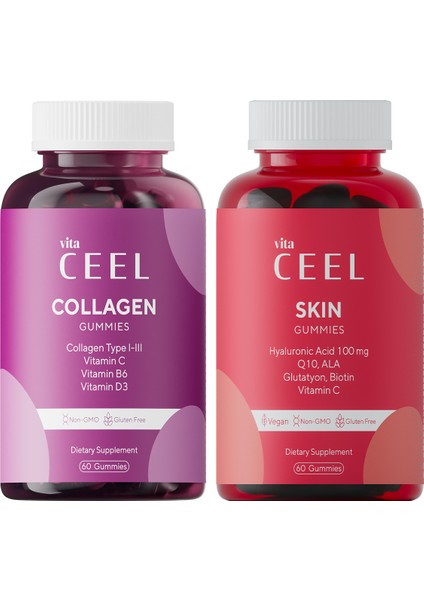 2'li Kollajen ve Cilt Gummy Çiğnenebilir Vitamin
